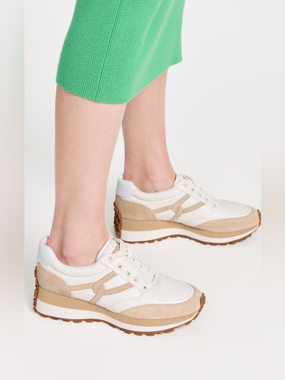 Veronica Beard Valentina Sneakers White & Beige Platform size 9.5